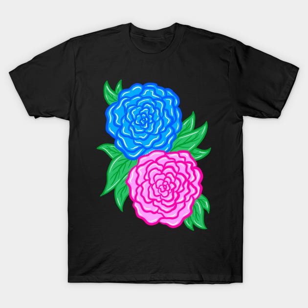 Pink and blue flowers T-Shirt by One Creative Ginger